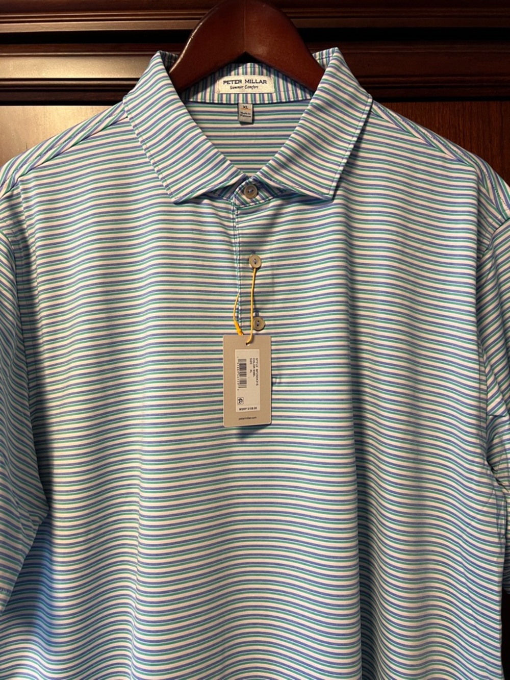 Brand New Peter Millar Summer Comfort Stretch multicolored Striped Golf ⛳️ Polo!